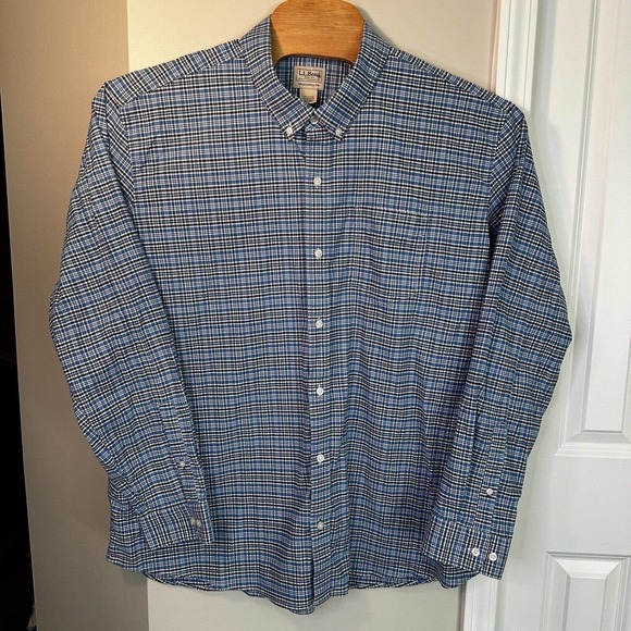 L.L. Bean Traditional Fit Long Sleeve Blue Plaid Button Down Mens Size XXL 2XL - Picture 2 of 4